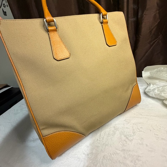 Authentic pre loved Prada Beige and Orange Canvas Tote - Picture 5 of 14